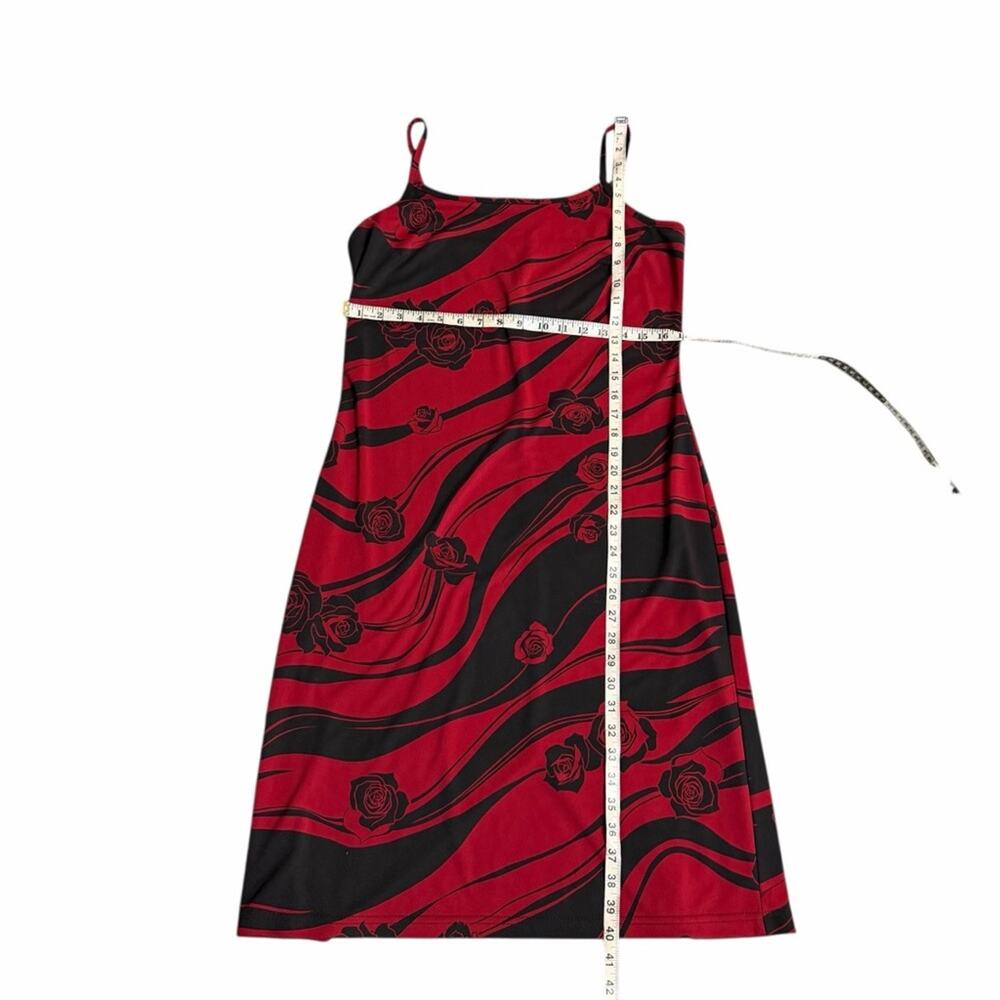 Vintage 90s Grungy WhimsiGoth Rose Dress Black and Red Size 14 - Picture 6 of 7